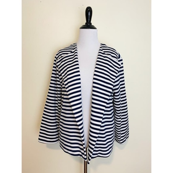 Erin London striped jacket blazer size L navy blue and white - Picture 4 of 7